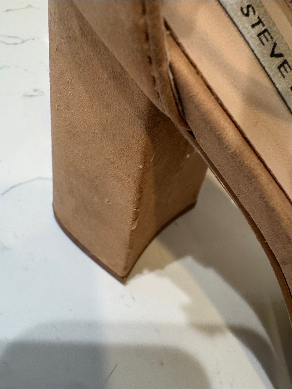Steve Madden Nude/Tan Block Heel Ankle-Strap Sandals - Picture 5 of 10